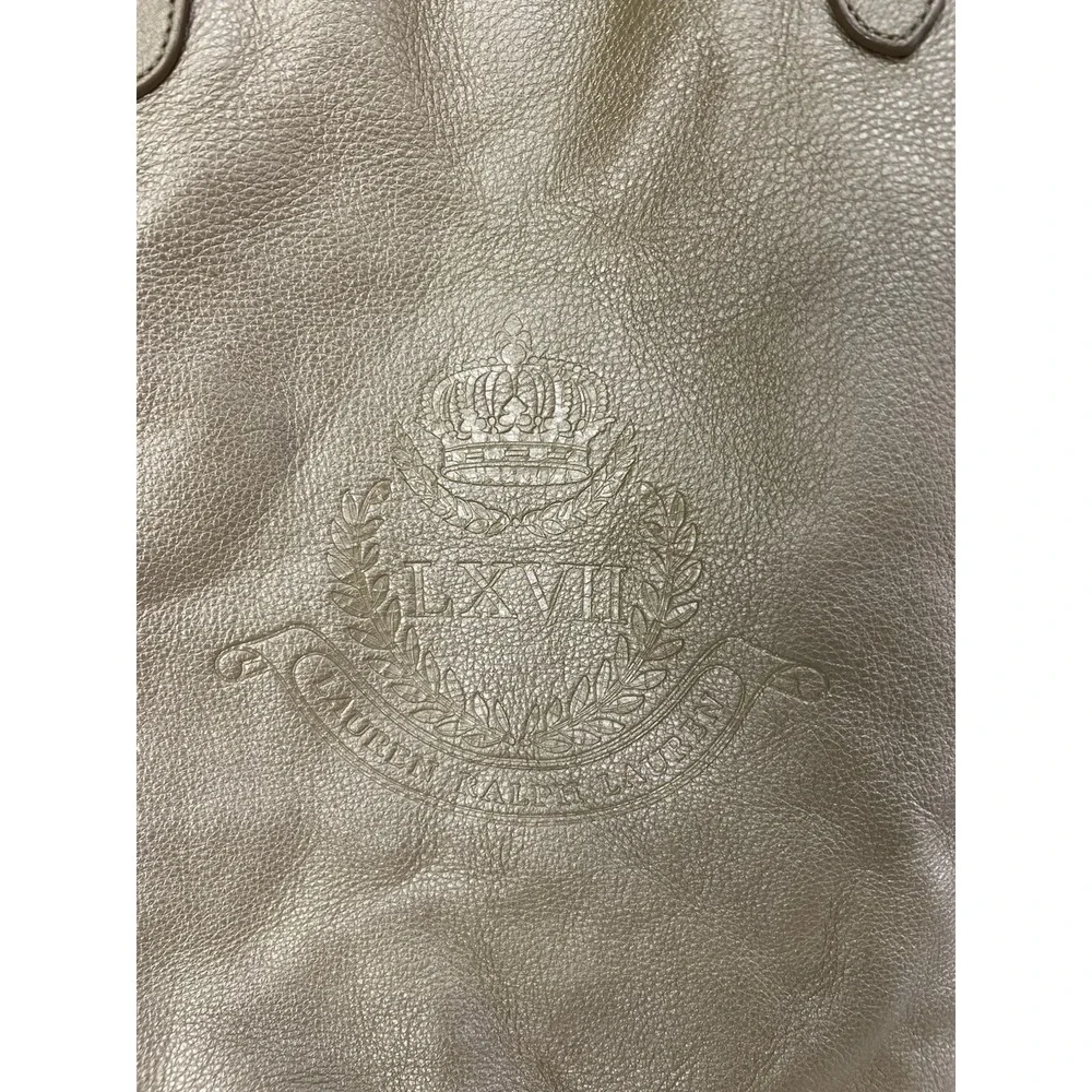 Lauren Ralph Lauren Metallic Gold Magnetic Closure Leather Tote Shoulder Bag‎